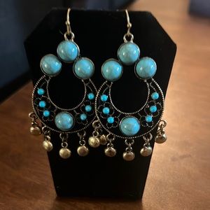 Avon Signature Collection Blue Atlantic Chandelier Earrings Brand New